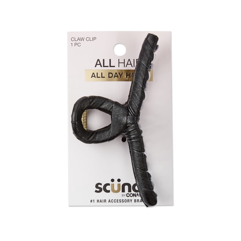 Scunci Leather Wrapped Loop Claw Clip, Black - Walmart.com