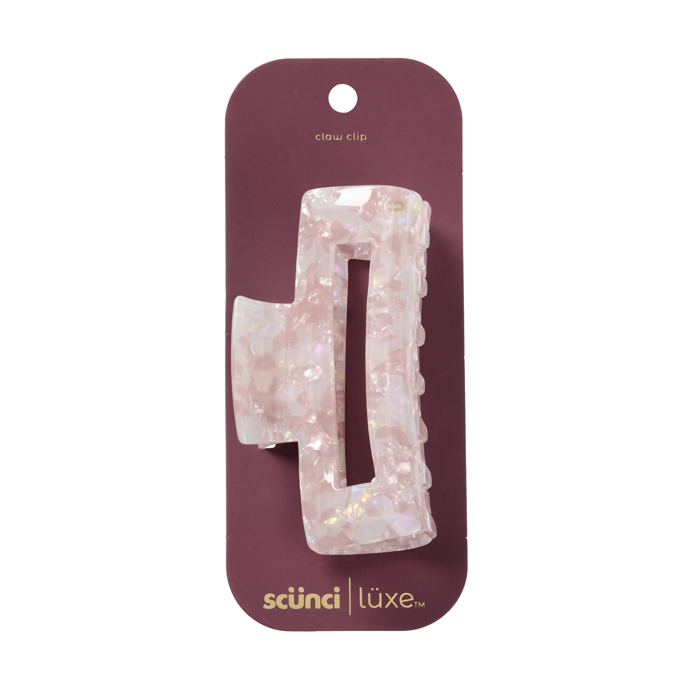 Scunci Luxe by Conair Acrylic Open Claw Clip, Pink Marble Hair Accessory, 1 Count