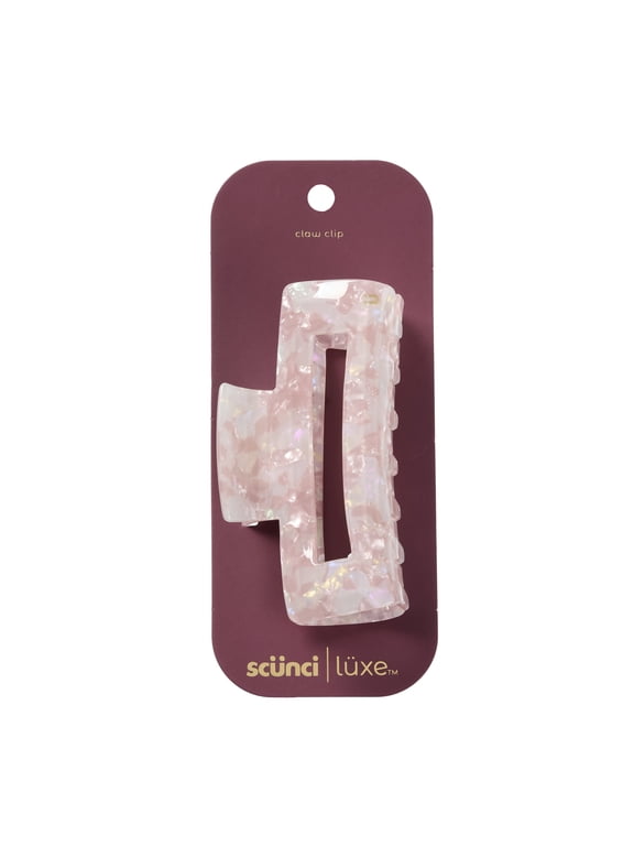 Luxe by Conair Acrylic Open Claw Clip, Pink Marble Hair Accessory, 1 Count