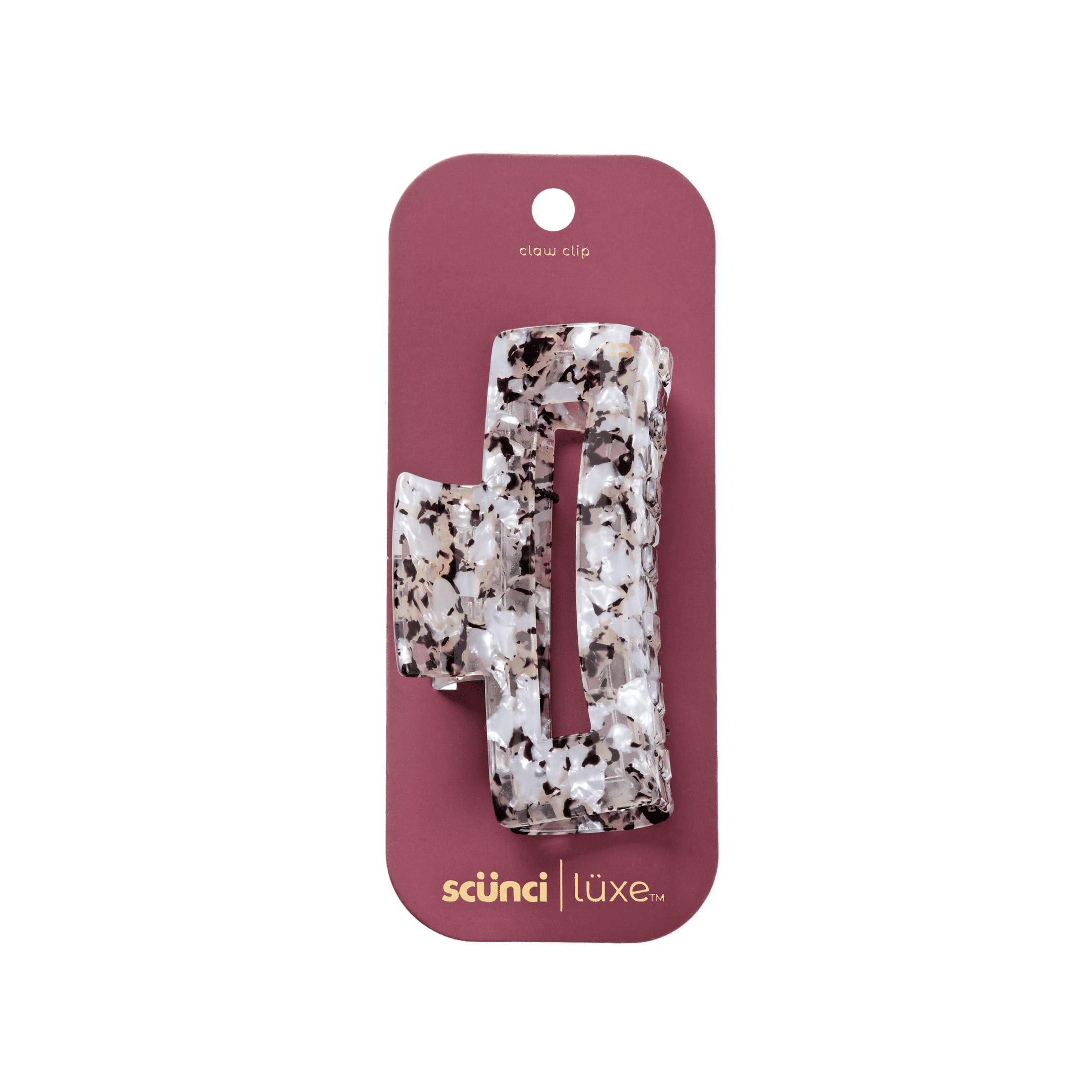 Scunci Luxe by Conair Claw Clip, Black & White Marble with Gold-Tone Hinge, 1 Count