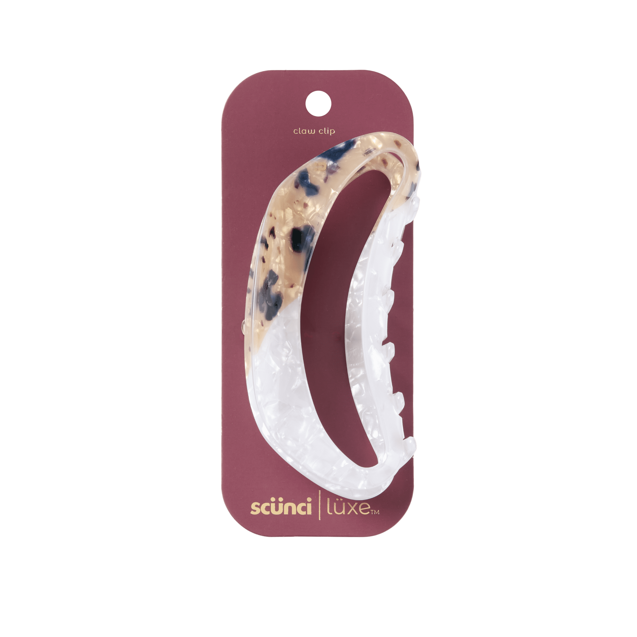 Scunci Luxe by Conair Oval Claw Clip, White & Tortoiseshell with Gold-Tone Hinge, 1 Count