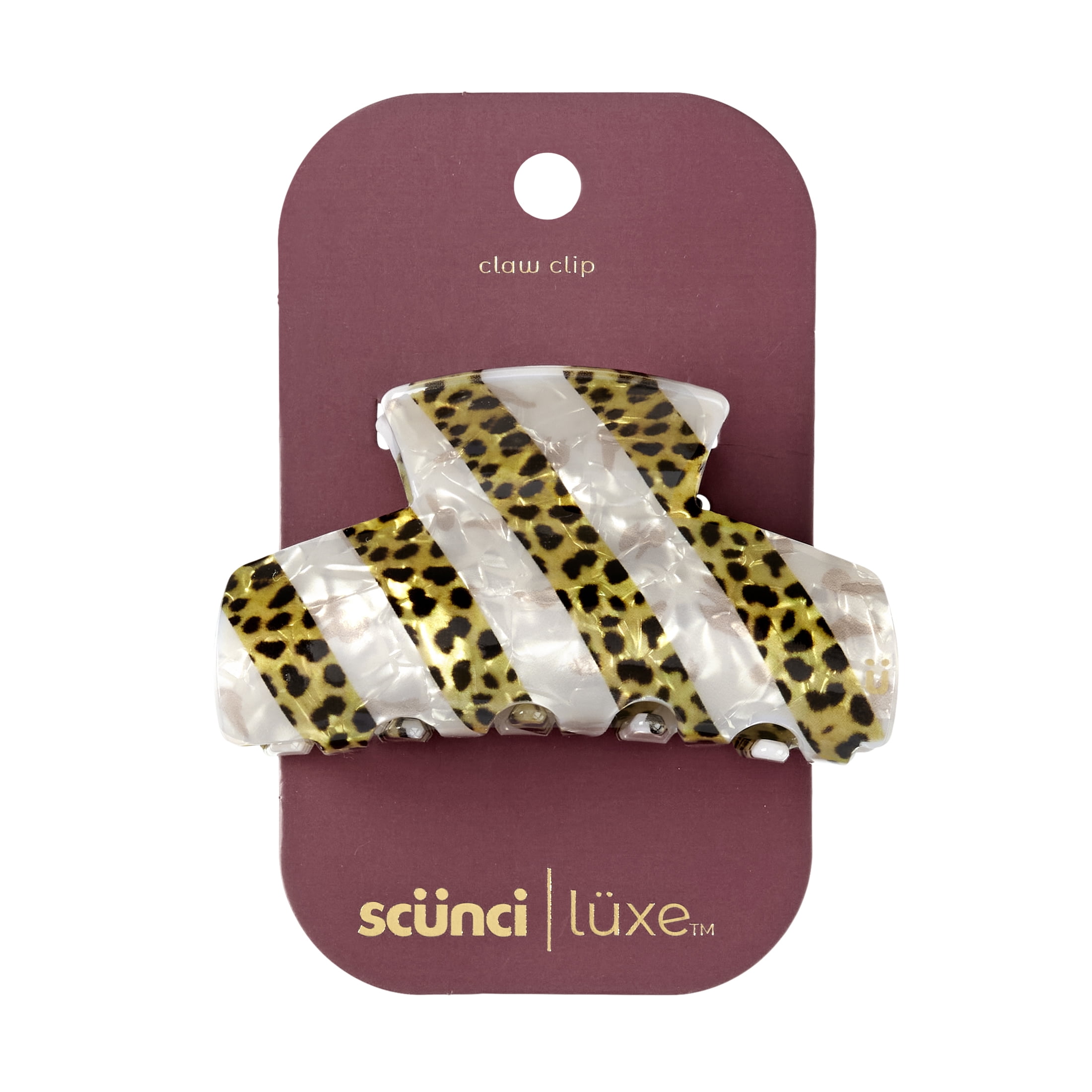 Scunci Luxe by Conair Striped Acrylic Claw Clip, Ivory Pearl & Tortoiseshell, Medium, 1 Count