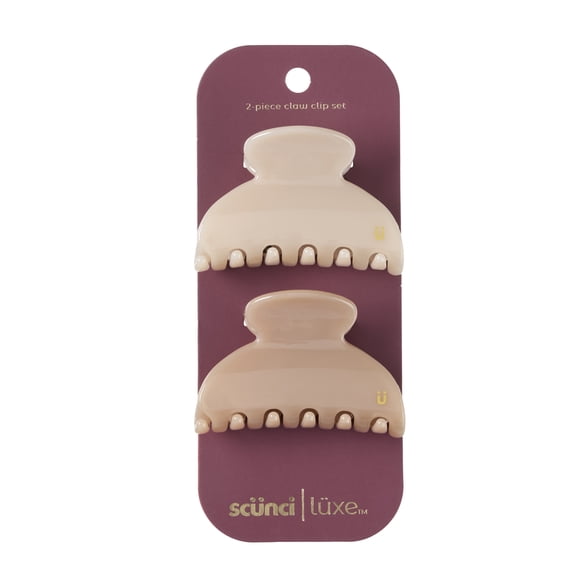 Scunci Luxe by Conair Claw Clips, Nude & Coffee with Gold Tone Accents, 2 Count