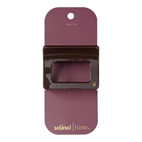 Scunci Luxe by Conair Modern Square Claw Clip, Espresso Brown, Open Rectangle Design, 1 Count