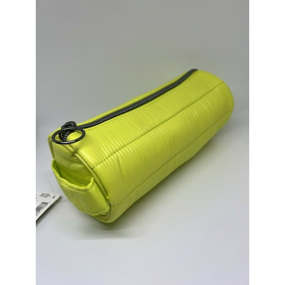 Scunci Makeup Bag Small Neon Yellow Lime Zip Quilted Travel Accessory Holder