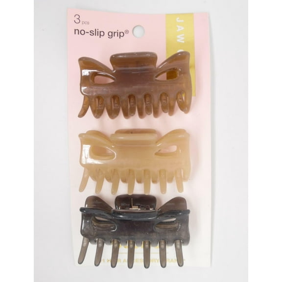Scunci Medium No Slip Grip Hair Jaw Clips - Assorted Glossy Neutral - 3pcs