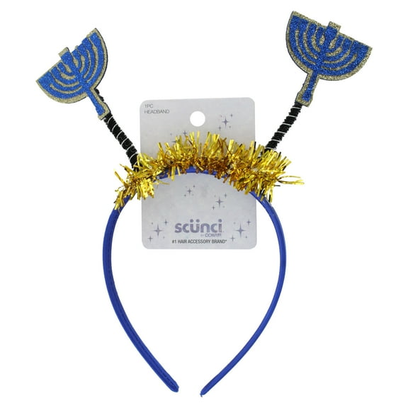 Scunci Menorah Hanukkah Headband, Blue, 1-Piece
