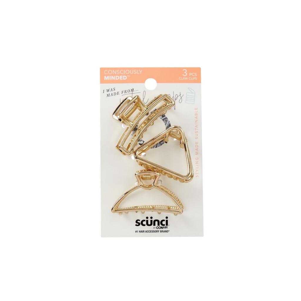 Scunci Metal Claw Clips, Gold, 3 Count - Walmart.com display picture 2