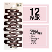 Scunci Metal Snap Hair Clips, Brown, 12 Count