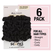 Scunci Mini Washable Scrunchie Hair Ties, Black, 6 Count