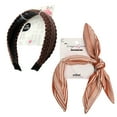 thumbnail image 1 of Scunci Morgan Simianer XO Striped Bow And Faux Leather Brown Braided Headbands Bundle, 1 of 1