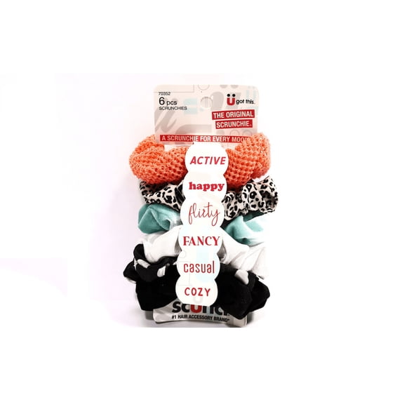 Scunci Multi Color Fabric, 6 Piece Hair Scrunchies