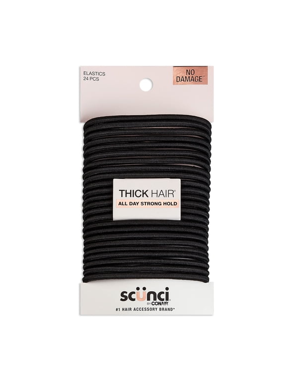 No Damage No Metal Hair Ties, Black, 24 Count Ponytail Holders