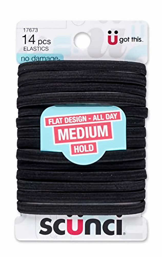 Scunci No Damage - Flat Design - Hair Ties Black (Pack of 16)