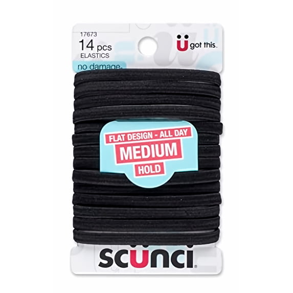 Scunci No Damage - Flat Design - Hair Ties Black (Pack of 5)
