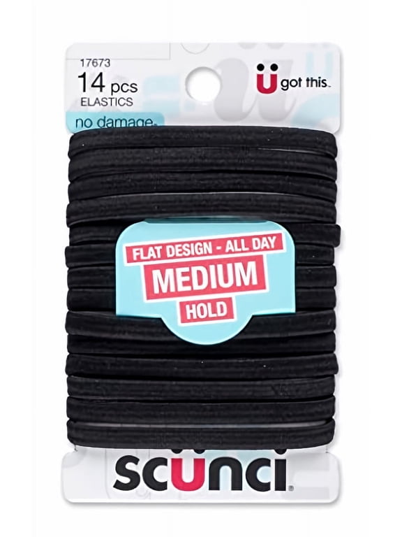No Damage - Flat Design - Hair Ties Black (Pack of 2)