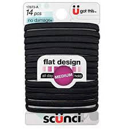 Scunci No Damage - Flat Design - Hair Ties Black (Pack of 6)