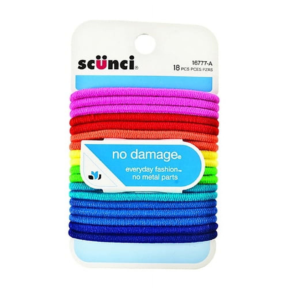 Scunci No Damage Hair Elastics, Assorted Colors, 18 Ea, 2 Pack