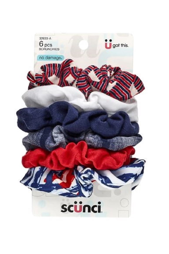No Damage Hair Scrunchies, Assorted, 32633-A, 6 Ct