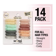 Scunci No Damage Plastic Coiled Ponytail Hair Ties, Multicolor, 14 Count