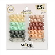 Scunci No Damage Plastic Coiled Ponytail Hair Ties, Multicolor, 14 Count