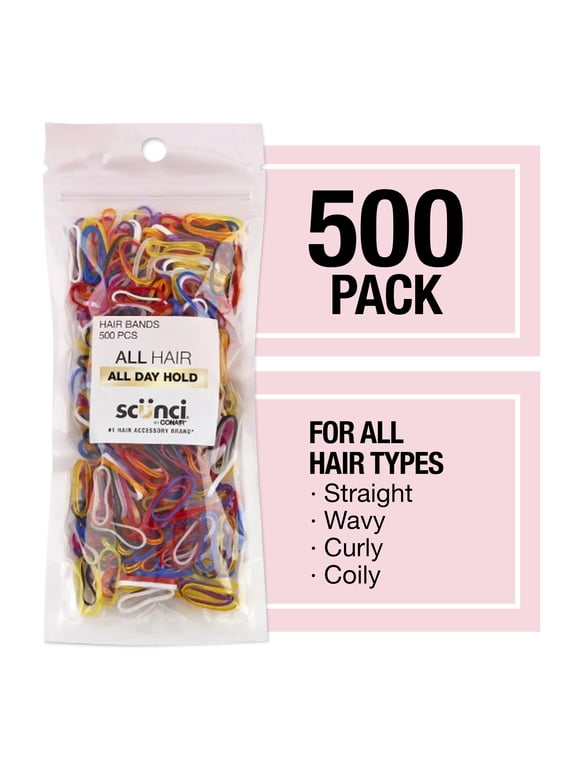 No Damage Polyband Ponytail Hair Ties, Multicolor, 500 Count
