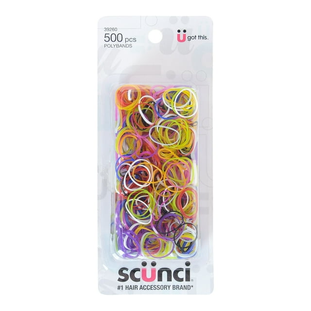 Scunci No Damage Plastic Polyband Ponytail Holder Hair Ties, Assorted