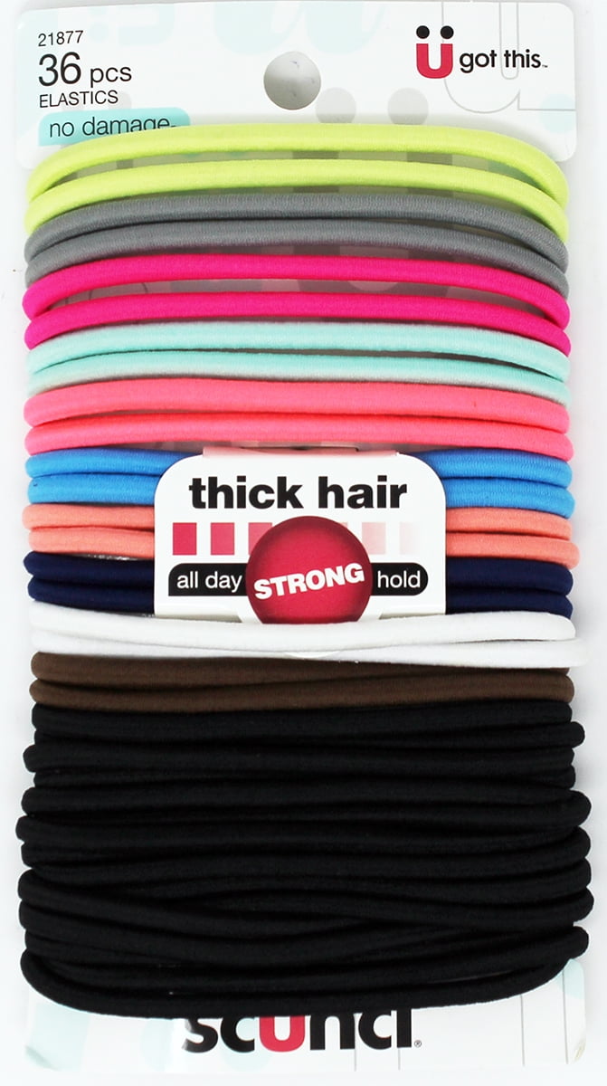 Scunci No Damage Thick Hair All Dat Strong Hold Hair Elastics, Assorted