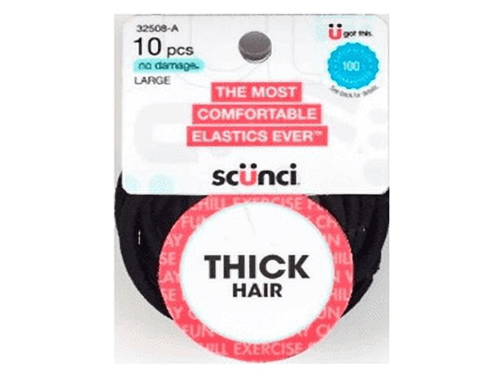 Scunci No Damage Thick Hair No Damage Hair Elastics, Brown, 10 Ct (4