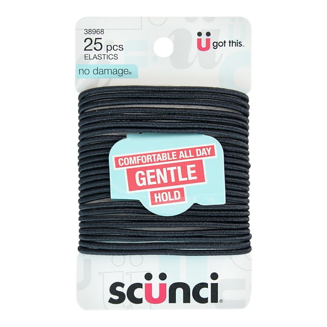 Scunci No Damage Thin Elastic Stretch Nylon Ponytail Holder Hair Ties