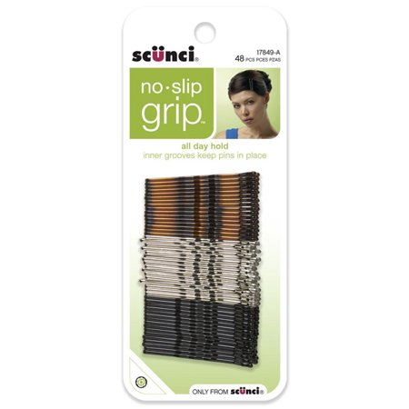 SCUNCI - No-Slip Grip Bobby Pins Brown - 48 Pack