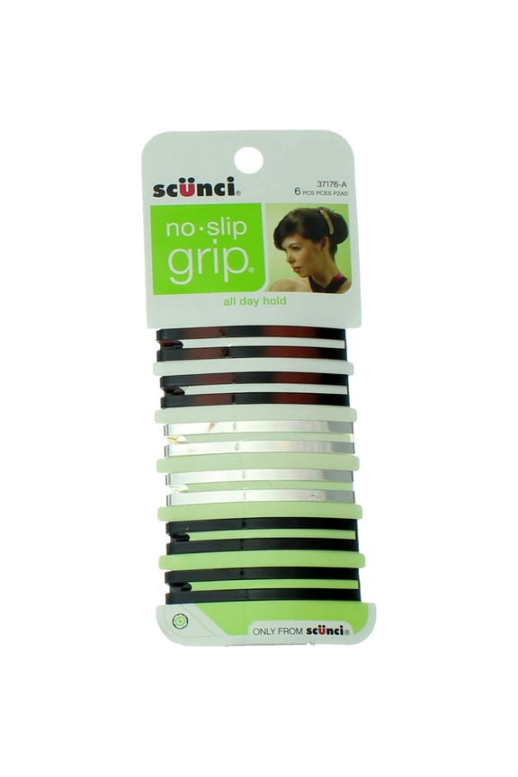 No Slip Grip All Day Hold No Slip Grip Hair Barrettes, Multi-Color, 6 Ct (6 pack)