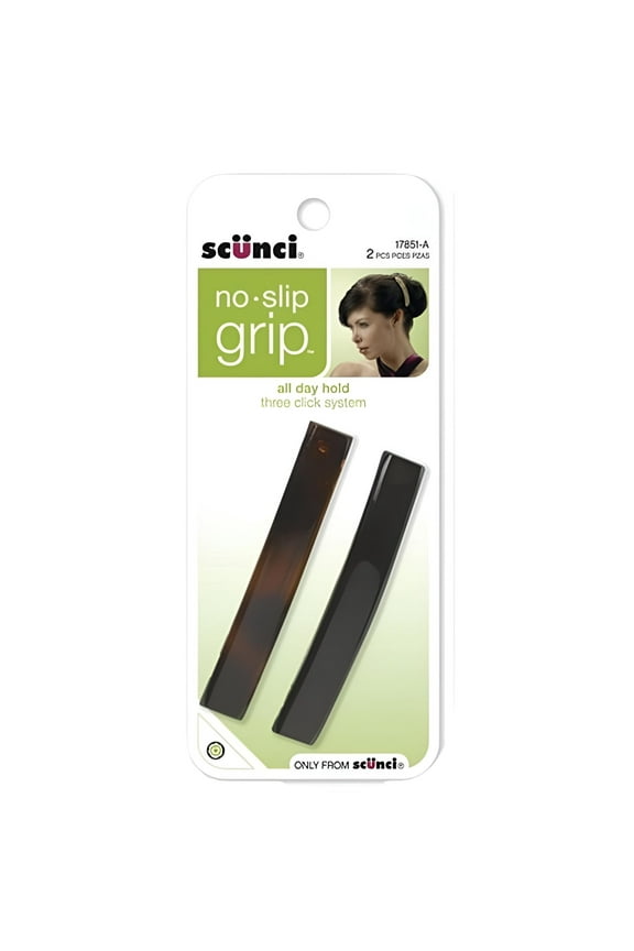 No-Slip Grip Auto Clasp Barrettes, Colors May Vary 2 ea