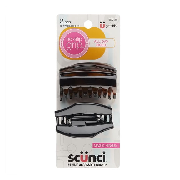Scunci No-Slip Grip Cover Hinge Jaw Clips 2 ea (Pack of 2)