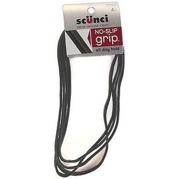 Scunci No-Slip Grip Flat Headwraps, Black 4 ea
