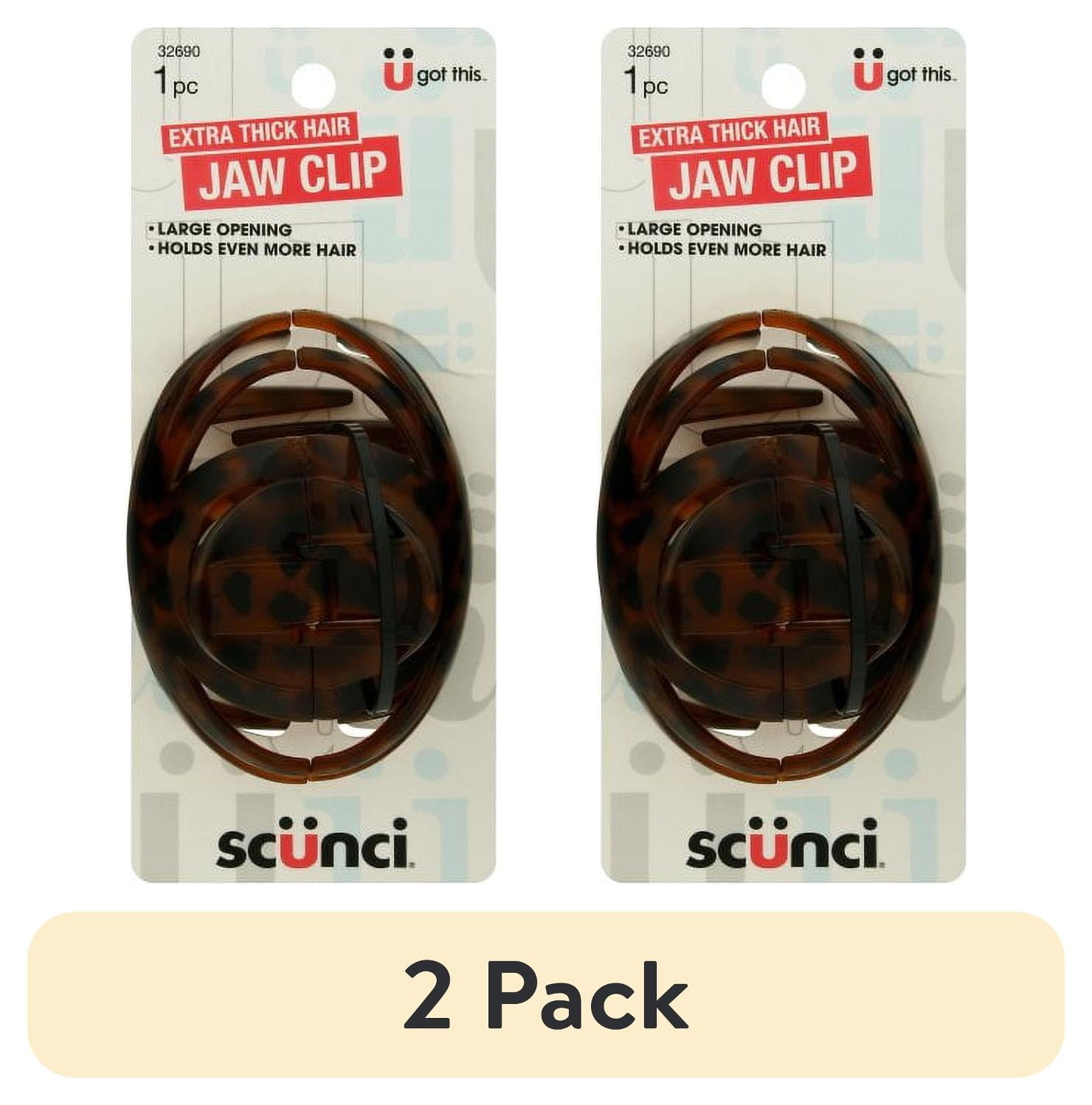 (2 pack) Scunci U Got This Extra Thick Hair Jaw Clip, Brown