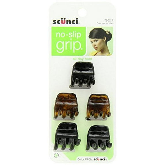 Scunci No-Slip Grip Mini Jaw Clips 5 ea (Pack of 12)