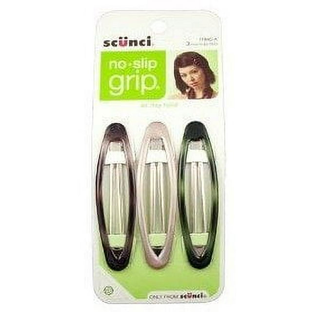 Scunci No Slip Grip Oval Clips Assorted Colors, 3 Count