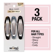 Scunci No-Slip Grip Oval Snap Hair Clips, Multicolor, 3 Count