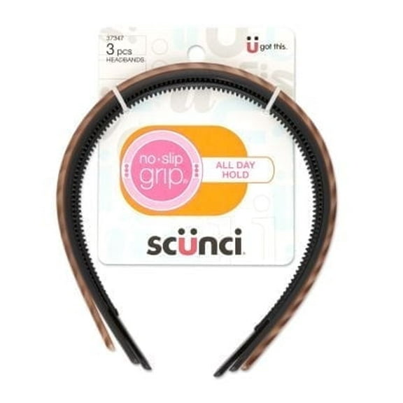 Scunci No Slip Grip Skinny Head Bands 3 CT, assorted colors, random selection