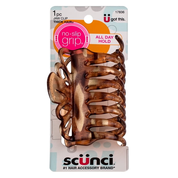 Scunci No Slip Grip Thick Hair Brown/Light Brown/Black Jaw Clip (2 pack)