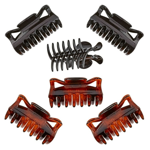 Scunci No-Slip Grips Thick Hair Large Jaw Clips, Assorted Colors, 6-Pieces