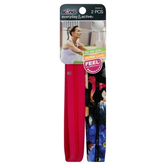 Scunci No-Slip Silicone Headwraps, 2 Count, Assorted