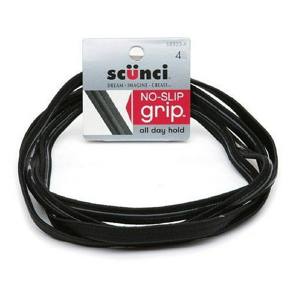 Scunci No-slip Grip Flat Black Headwraps, 9mm, 12 Count