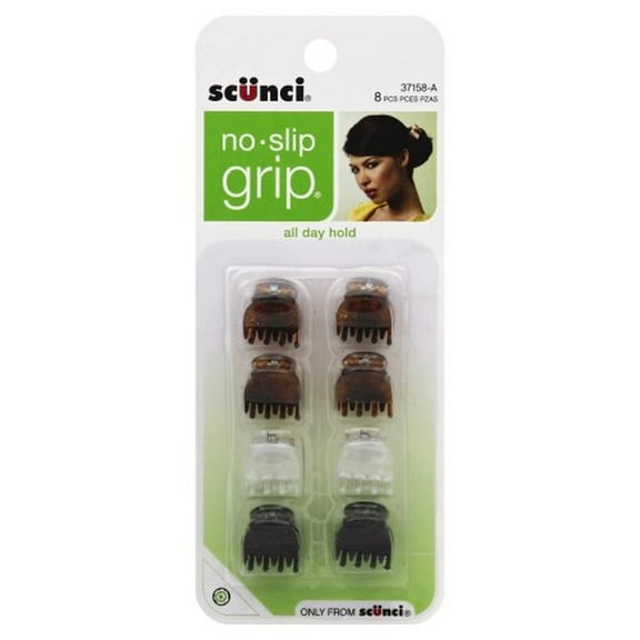 Scunci No-slip Grip Mini Oval Top Jaw Clips, 8 Count (Pack of 6)