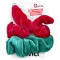 thumbnail image 1 of Scunci Original Scrunchies in Velvet Texture in Teal Green and Dark Pink Jewel Tones, 2ct, 1 of 7