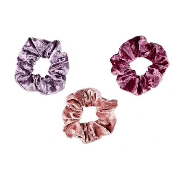 Scunci Original Scrunchies in Velvet Texture in Warm Winter Color Fashion Palette, 3ct
