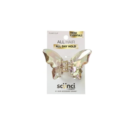 Scunci Plastic Butterfly Claw Clip, Clear Amber, 1 Count
