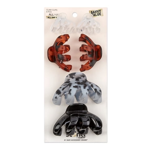 Scunci Octopus Claw Clip, Assorted Sizes, Multicolor, 6 Count