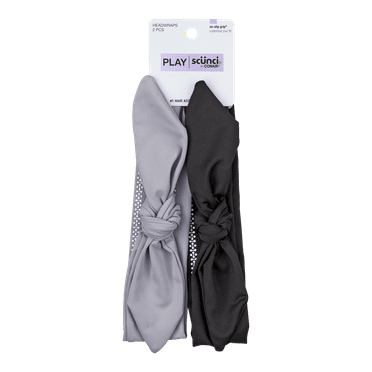 Scunci Play Adjustable No-Slip Grip Headwraps, Gray & Black, 2-Pieces